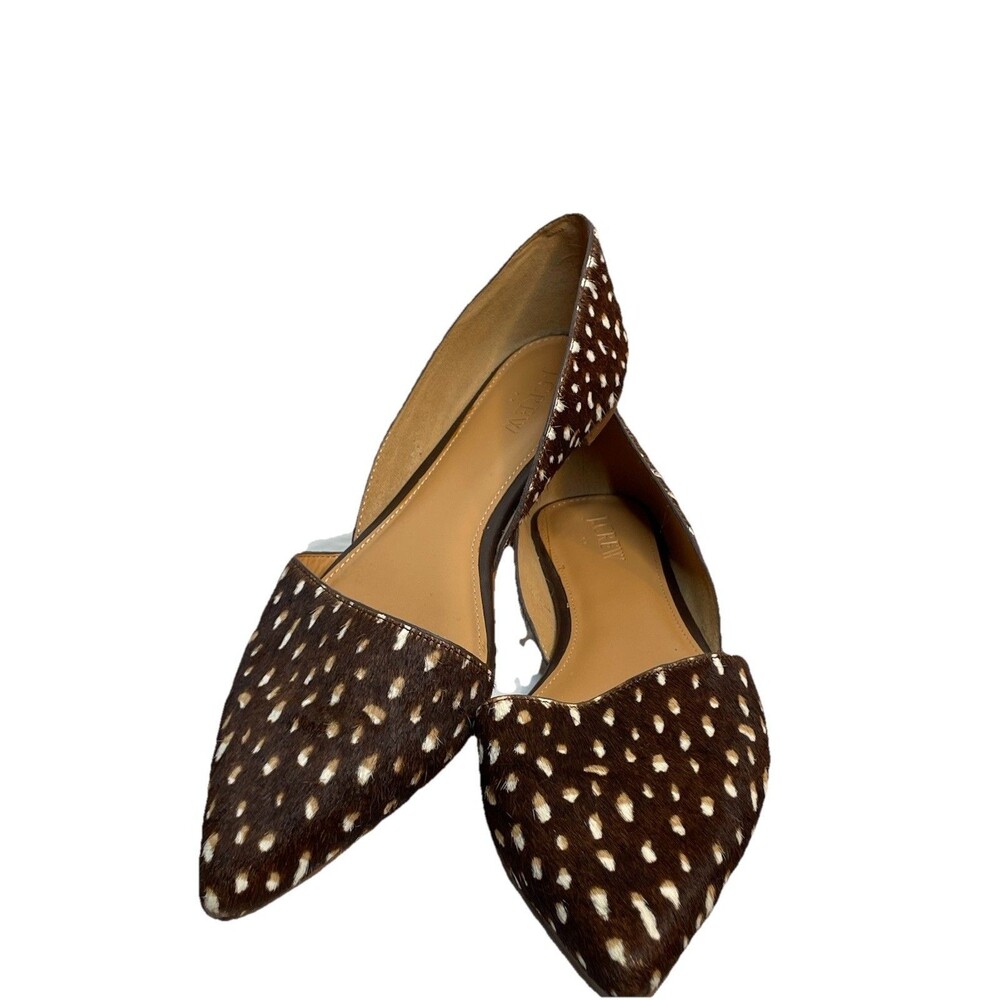 J. Crew Calf Mules Deer Animal Print Boho Peasant Hipster Work Slippers 8 Slides